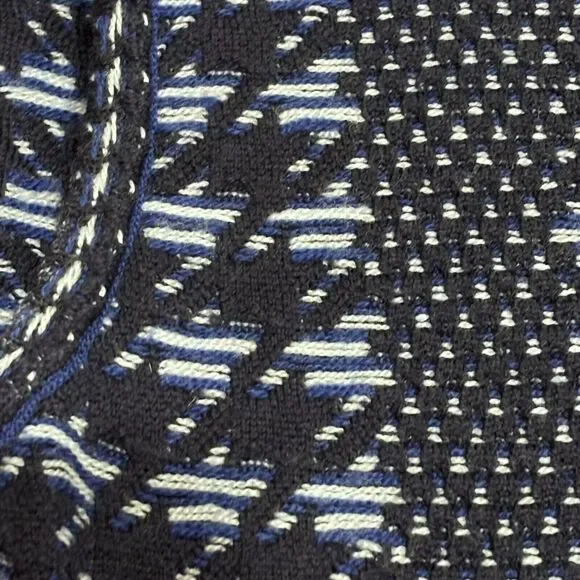 OSCAR DE LA RENTA Pixelated Houndstooth Sheath Dress Sz L BLUE